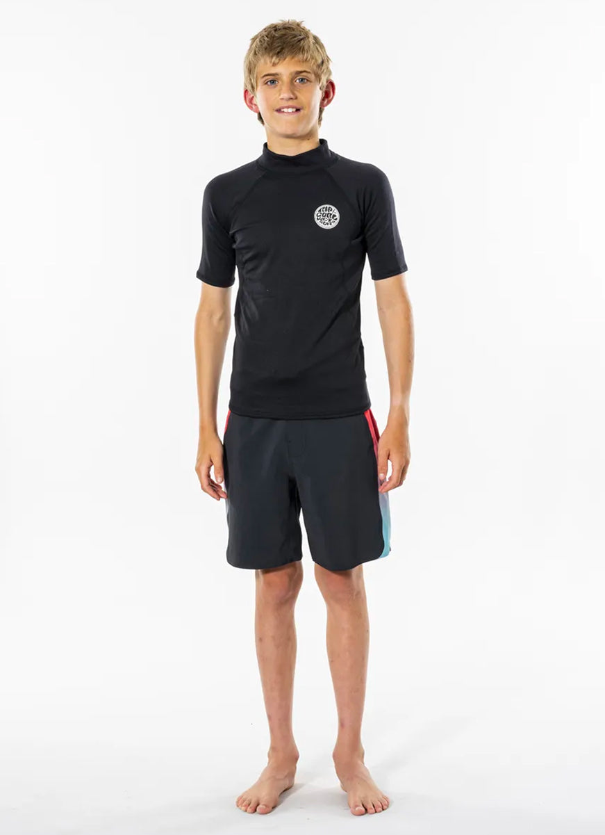 RIP CURL THERMOPRO JUNIOR SHORT SLEEVE BLACK