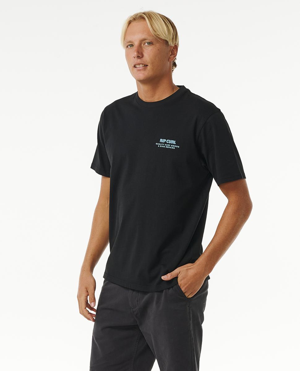 RIP CURL T-SHIRT HERITAGE DING REPAIRS BLACK