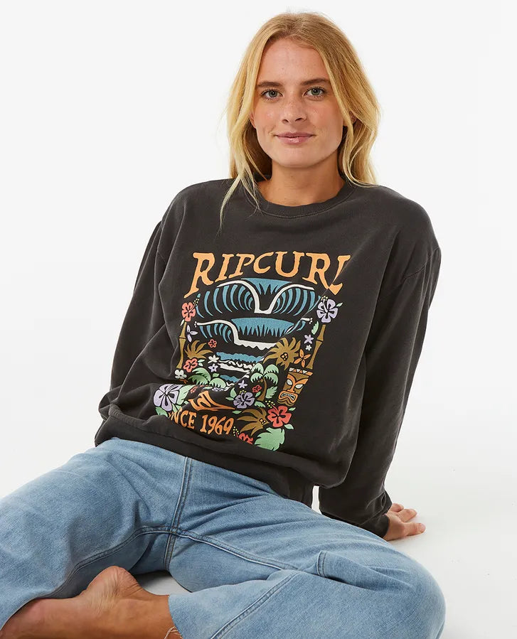 RIP CURL TIKI TROPIC FLEECE WASHED BLACK