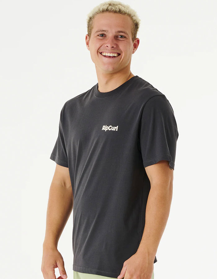  RIP CURL BLAZED AND TUBED TEE WASHED BLACK