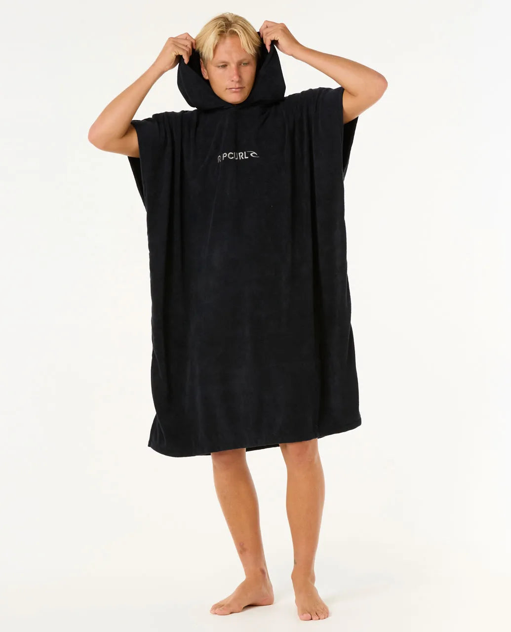  RIP CURL BRAND HOODED PONCHO BLACK GREY