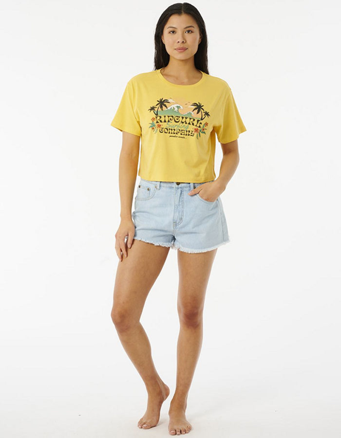  RIP CURL BRAZIALIAN SOUL CROP TEE LIGHT YELLOW