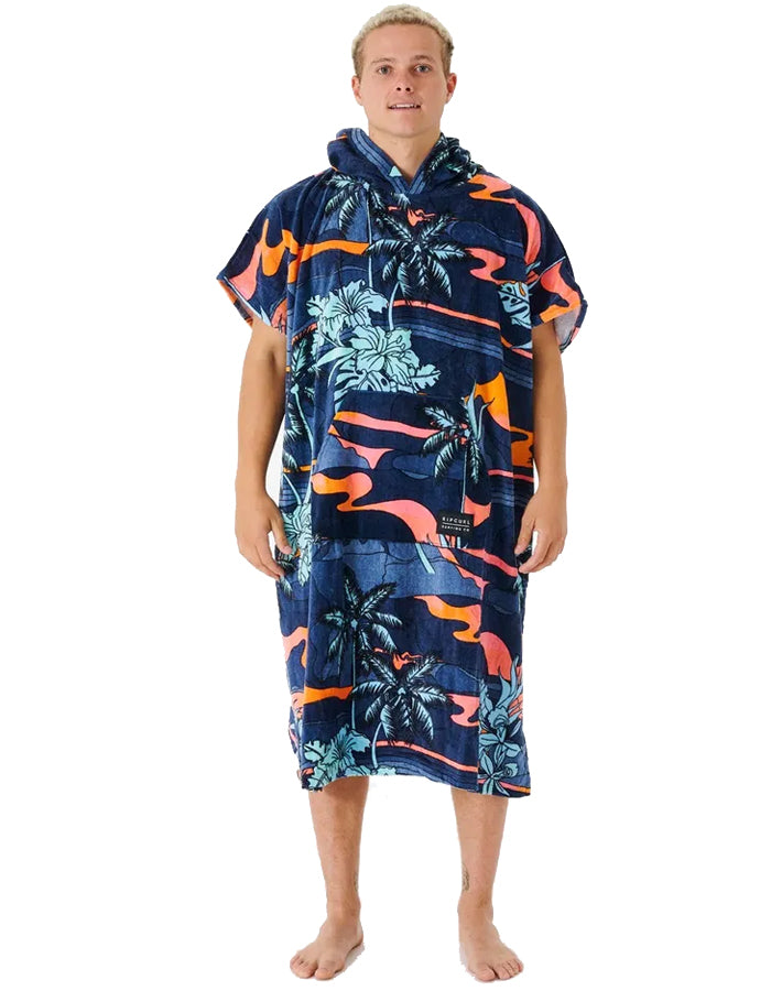  RIP CURL COMBO PRINT HOODED TOWEL BLACK BLUE