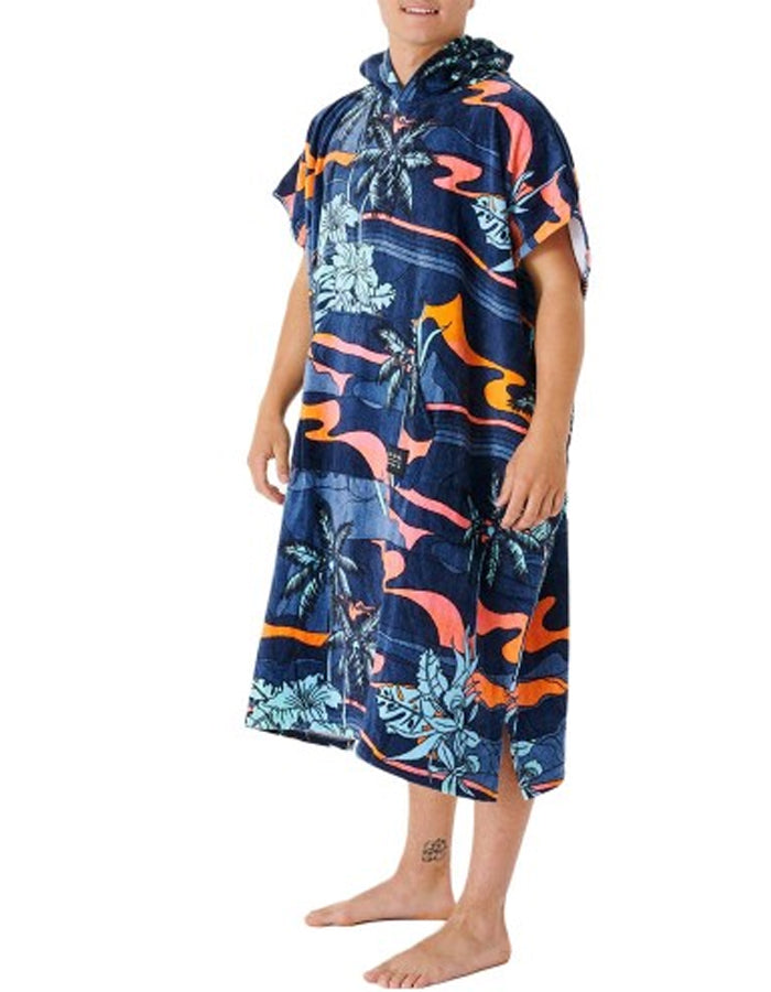  RIP CURL COMBO PRINT HOODED TOWEL BLACK BLUE