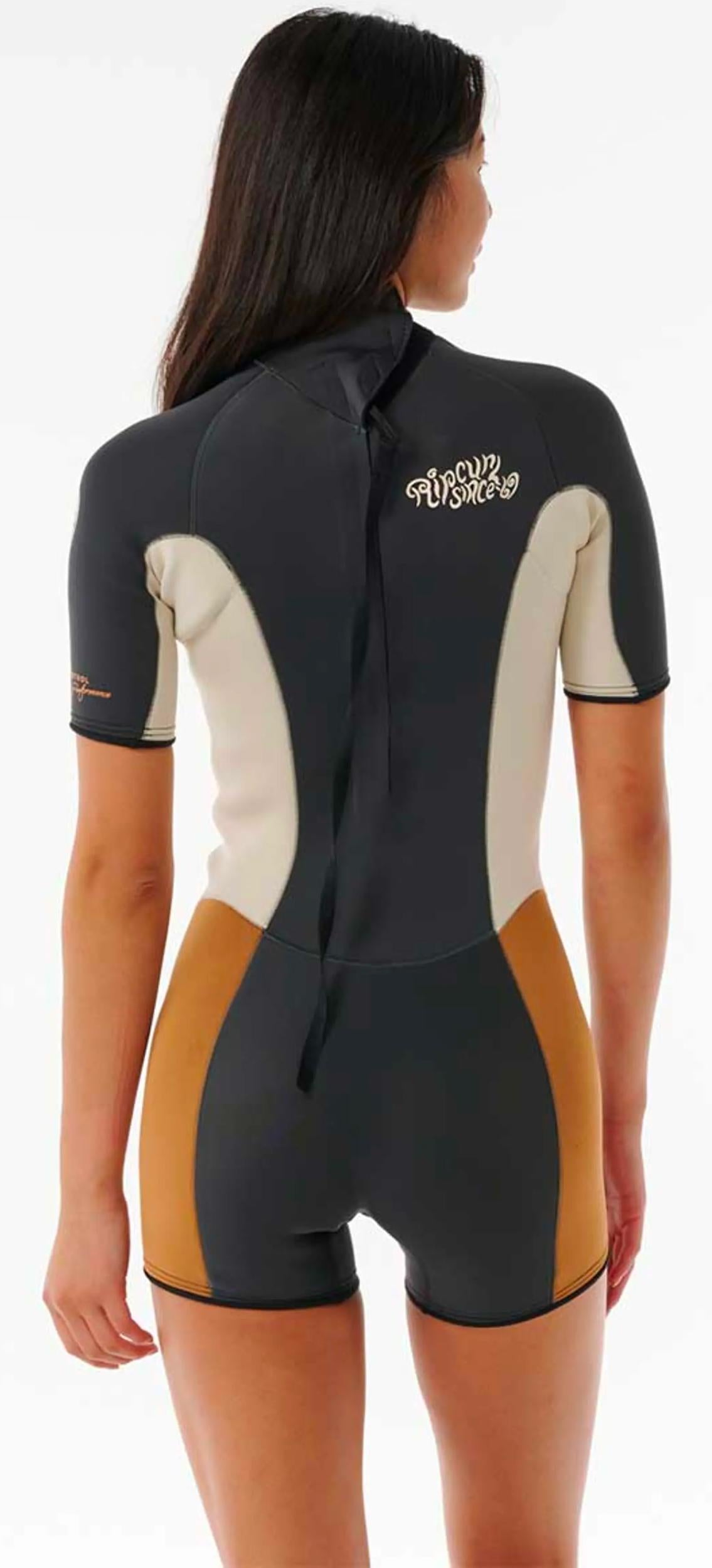  RIP CURL WOMEN DAWN PATROL 2/2 SHORT SLEEVE BACKZIP LIGHT BROWN