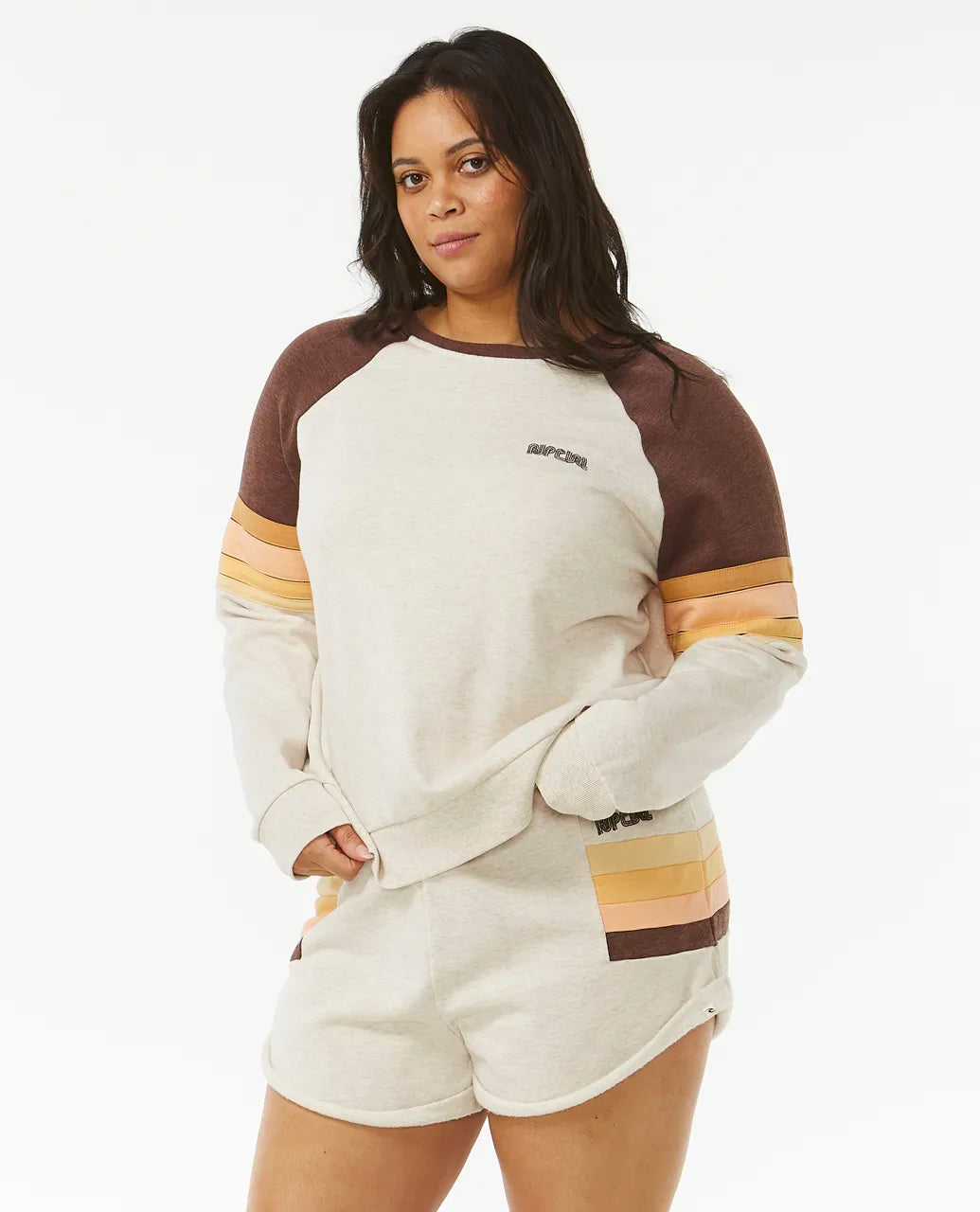  RIP CURL SURF REVIVAL CREW FLEECE OATMEAL MARLE