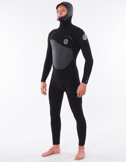  RIP CURL FLASH BOMB HOODED WETSUIT 6/4 CHEST ZIP