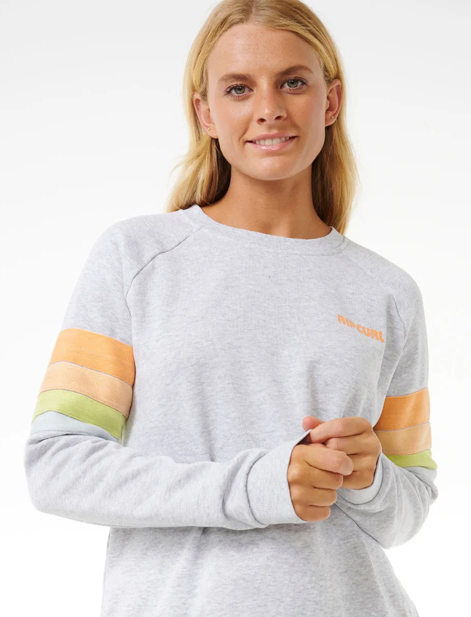  RIP CURL HIGH TIDE RAGLAN CREW LIGHT GREY HEAT