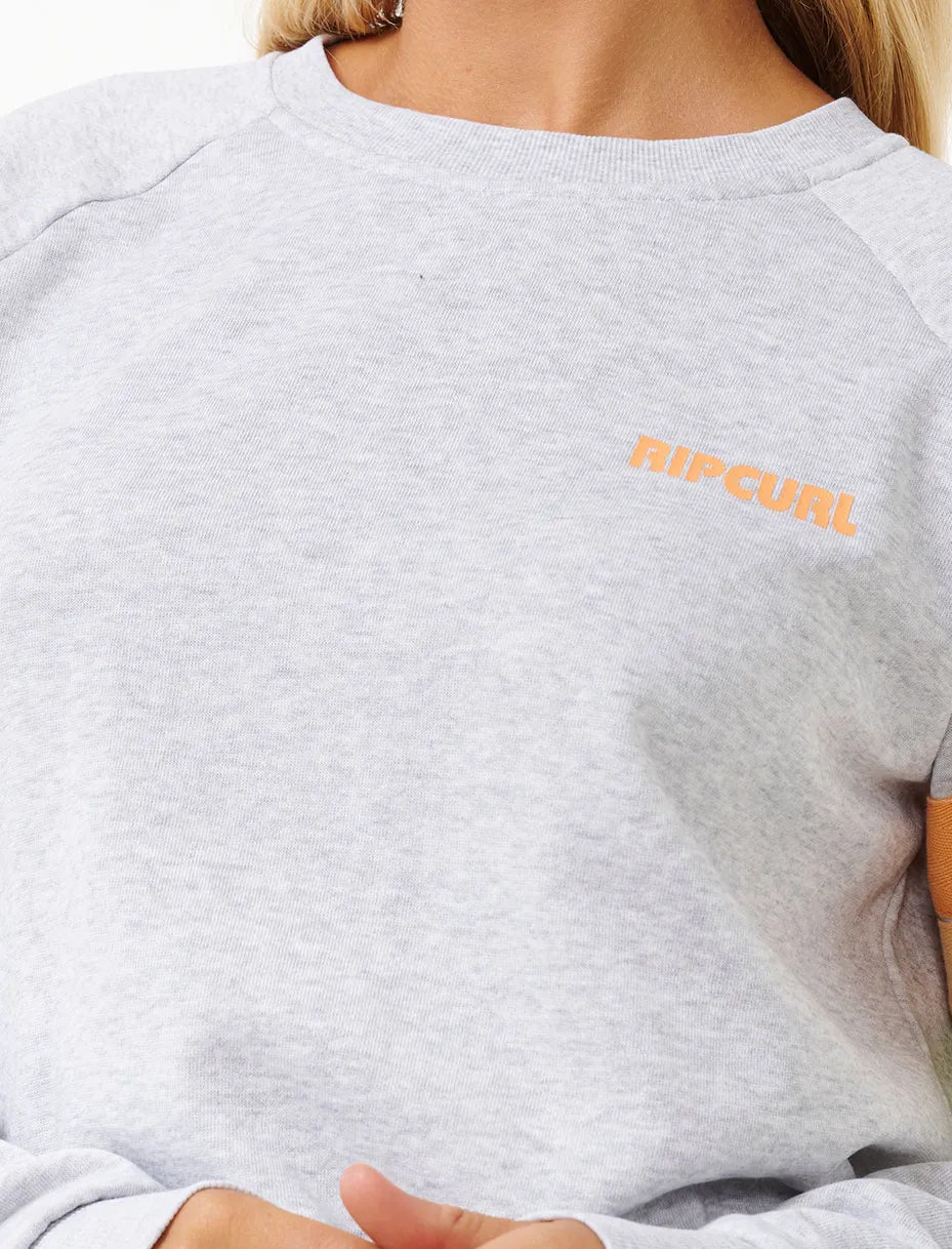  RIP CURL HIGH TIDE RAGLAN CREW LIGHT GREY HEAT