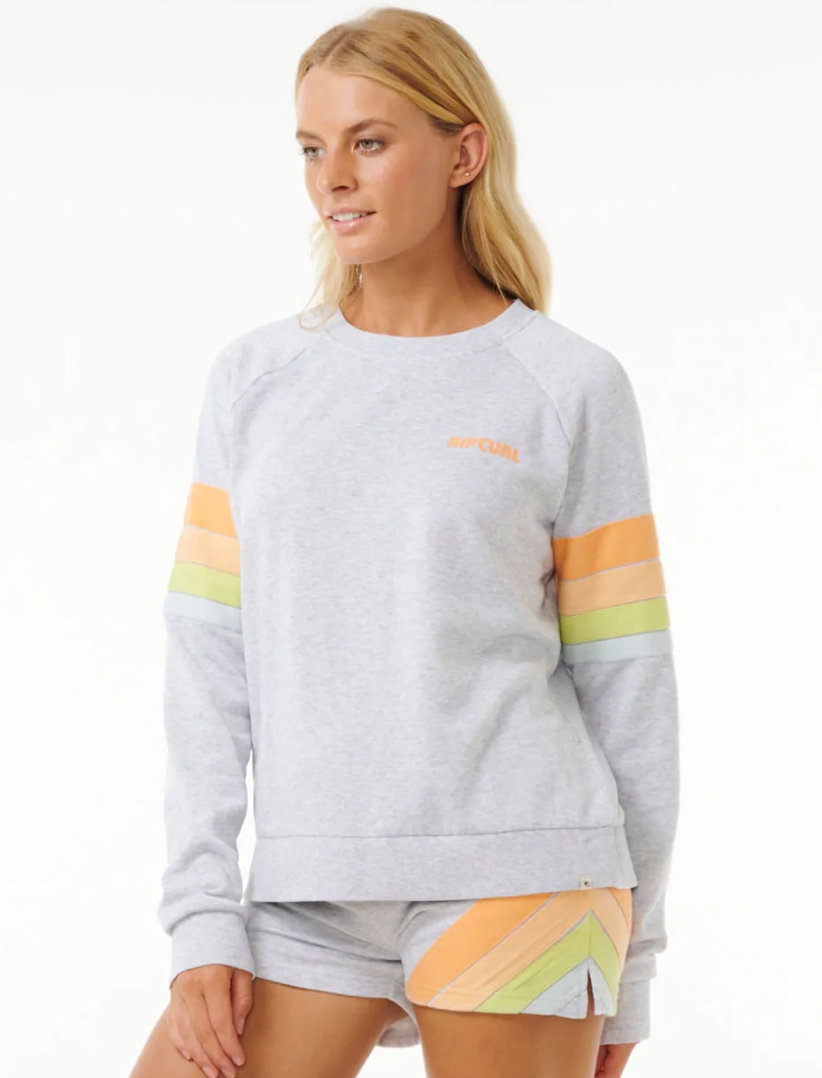  RIP CURL HIGH TIDE RAGLAN CREW LIGHT GREY HEAT
