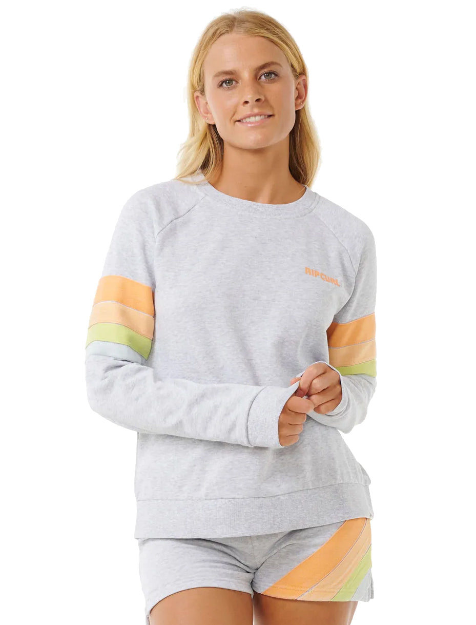  RIP CURL HIGH TIDE RAGLAN CREW LIGHT GREY HEAT