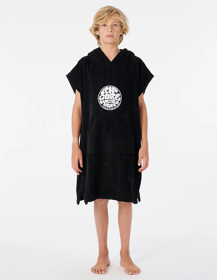  RIP CURL HOODED TOWEL BOYS BLACK 8-16 YEARS