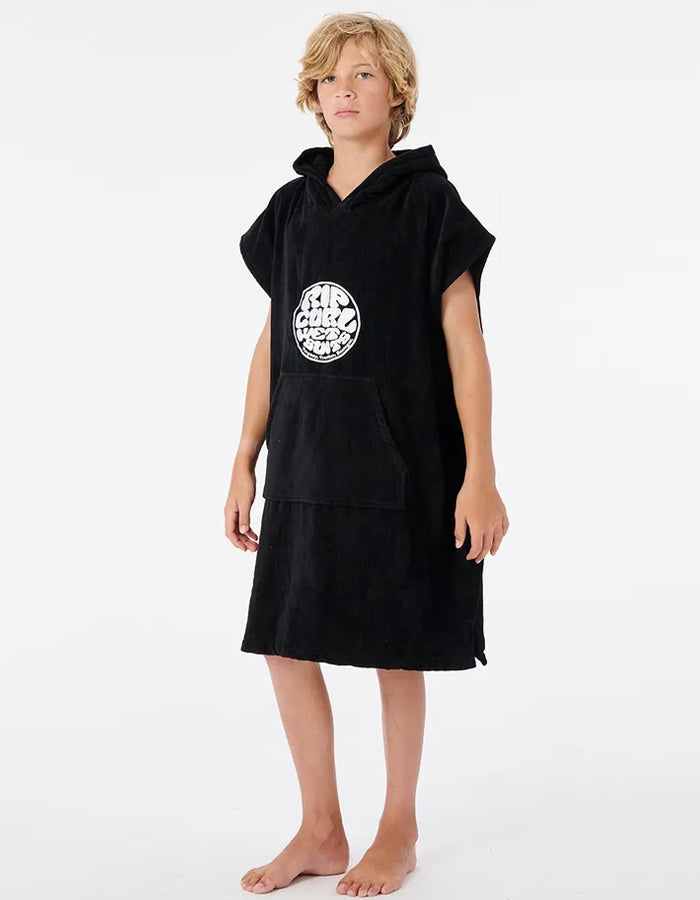  RIP CURL HOODED TOWEL BOYS BLACK 8-16 YEARS