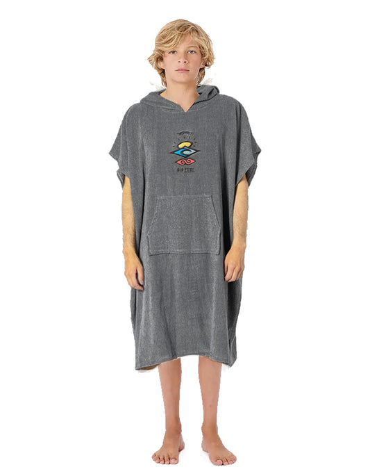  RIP CURL HOODED TOWEL BOYS GREY 8-16 YEARS