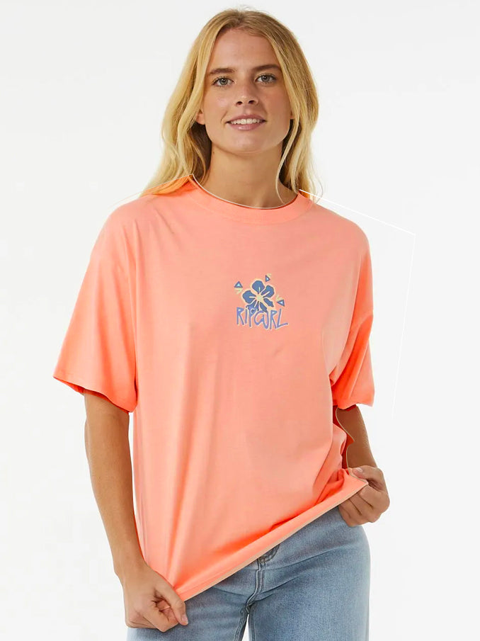 RIP CURL ISLAND STANDARD TEE DONNA BRIGHT PEACH