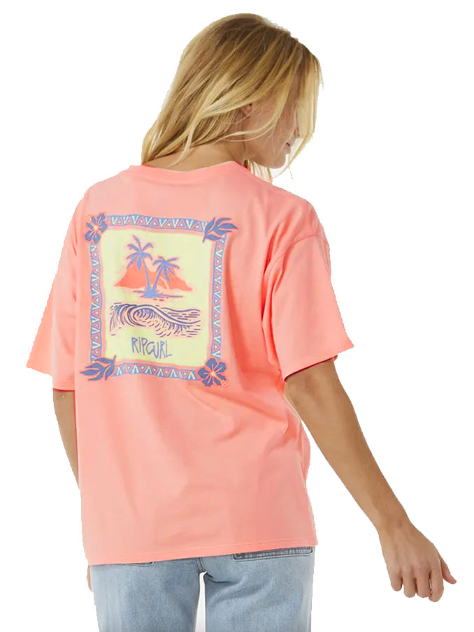  RIP CURL ISLAND STANDARD TEE DONNA BRIGHT PEACH
