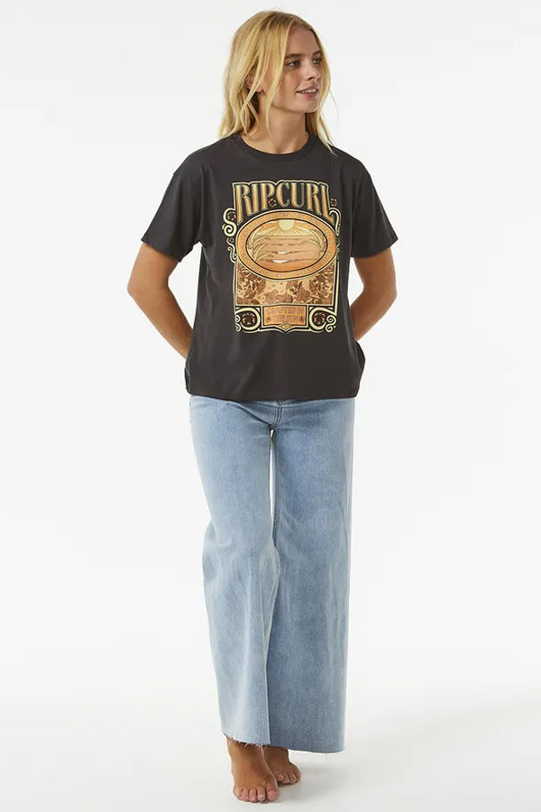  RIP CURL LONG DAYS RELAXED TEE WASHED BLACK