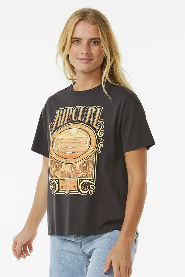  RIP CURL LONG DAYS RELAXED TEE WASHED BLACK