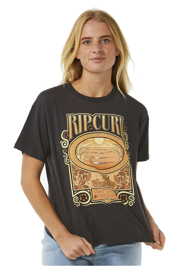  RIP CURL LONG DAYS RELAXED TEE WASHED BLACK