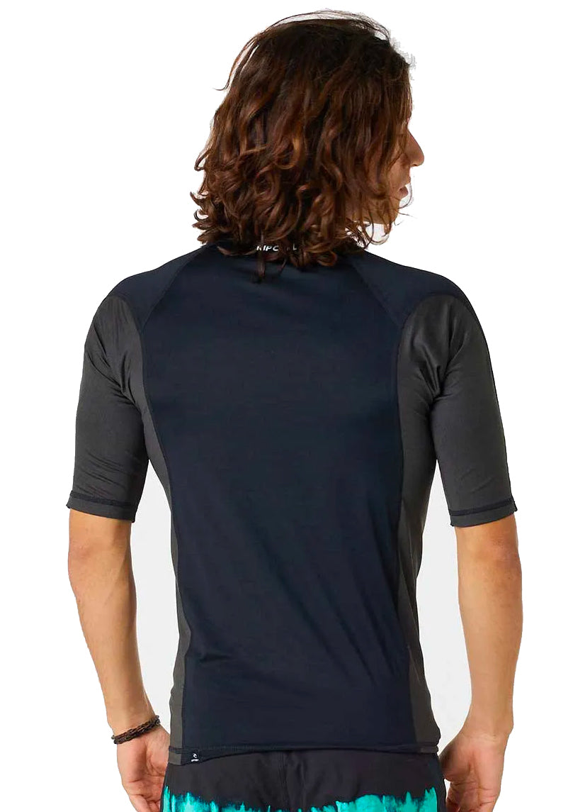  RIP CURL WAVES UV SHORT SLEEVE RASH VEST UPF50+ BLACK