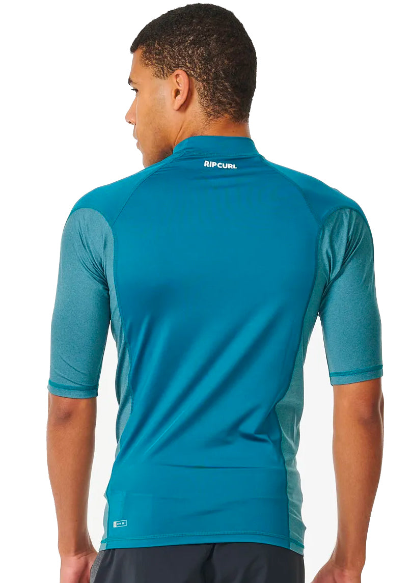  RIP CURL WAVES UV SHORT SLEEVE RASH VEST UPF50+ DEEP OCEAN