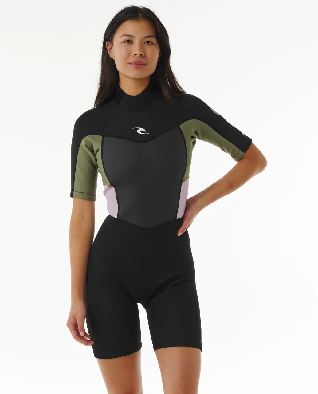  RIP CURL OMEGA 1.5MM SHORT SLEEVE BACKZIP KHAKI