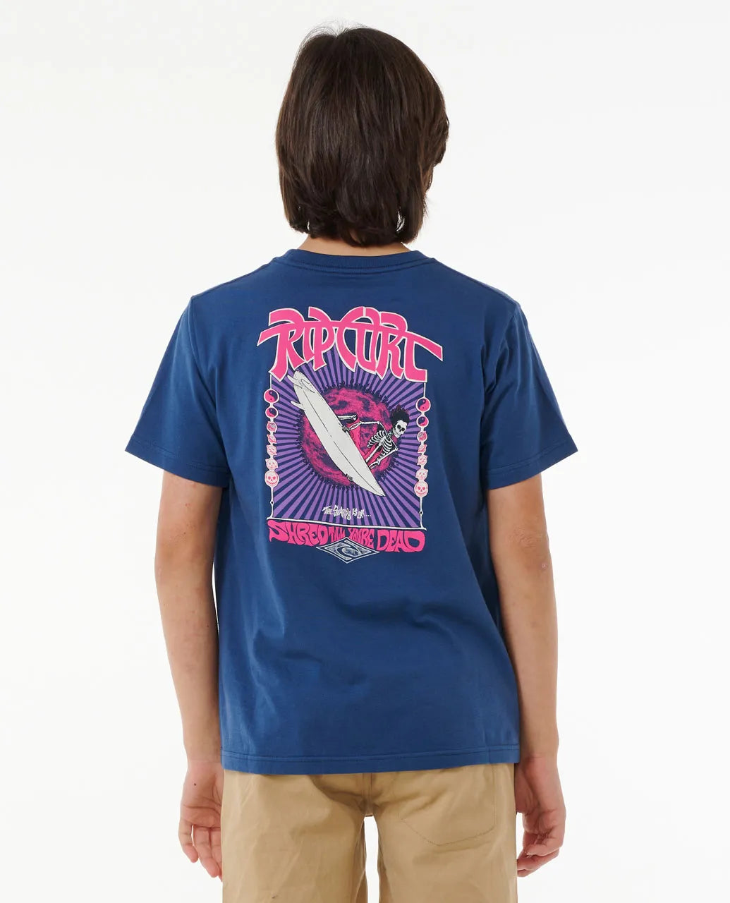  RIP CURL SHRED TILL DEAD TEE BOY WASHED NAVY