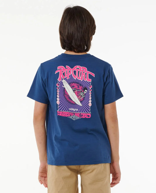  RIP CURL SHRED TILL DEAD TEE BOY WASHED NAVY