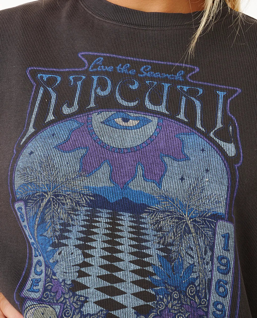  RIP CURL SLOW DOWN CREW FLEECE WASHED BLACK