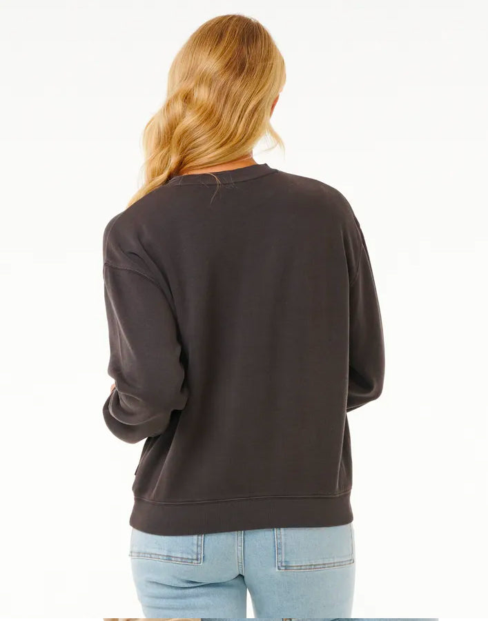  RIP CURL SLOW DOWN CREW FLEECE WASHED BLACK