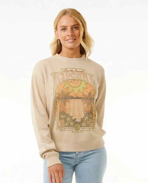  RIP CURL SLOW DOWN CREW FLEECE NATURAL
