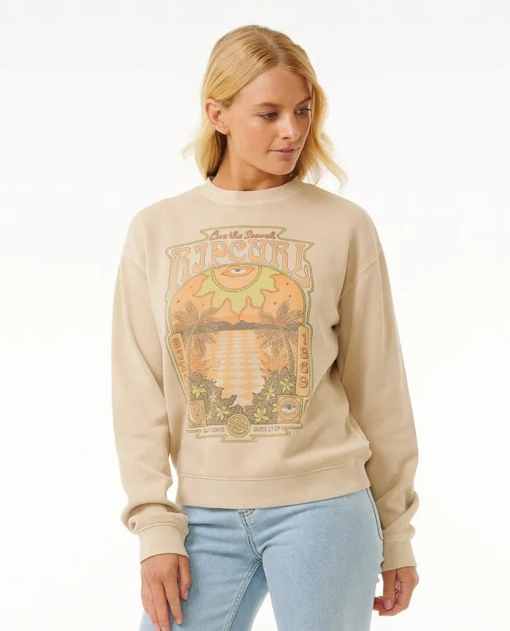  RIP CURL SLOW DOWN CREW FLEECE NATURAL