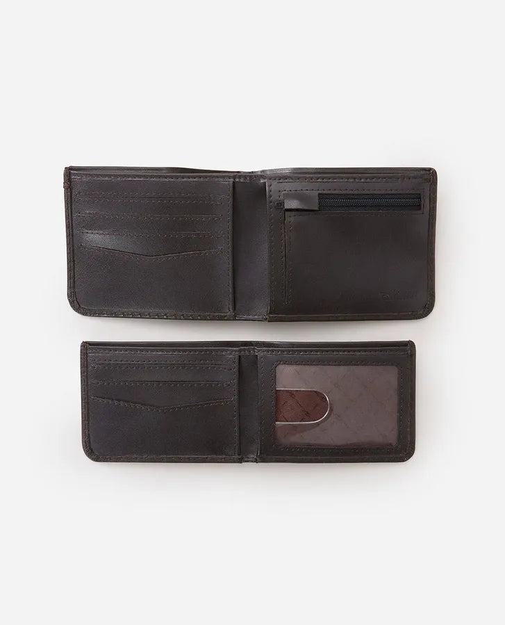  RIP CURL BRAND STRIPE RFID 2 IN 1 WALLET BLACK
