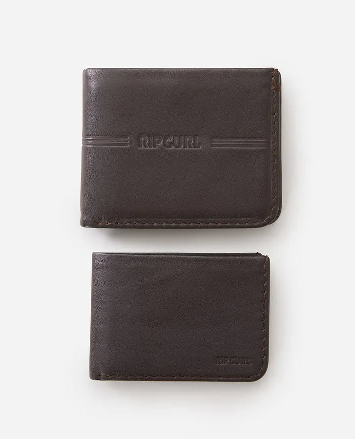  RIP CURL BRAND STRIPE RFID 2 IN 1 WALLET BLACK