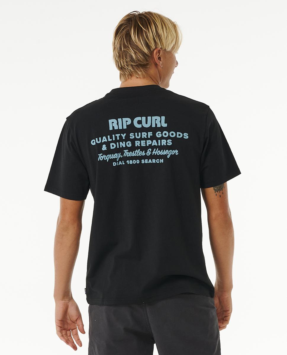  RIP CURL T-SHIRT HERITAGE DING REPAIRS BLACK