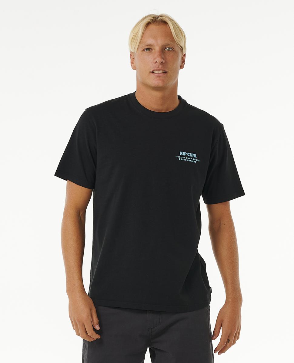  RIP CURL T-SHIRT HERITAGE DING REPAIRS BLACK