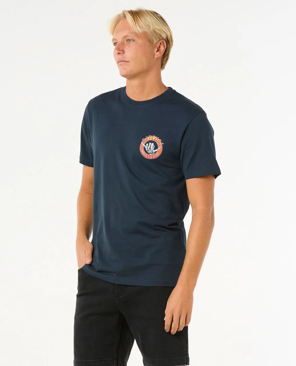  RIP CURL SHRED TIL TEE DARK NAVY