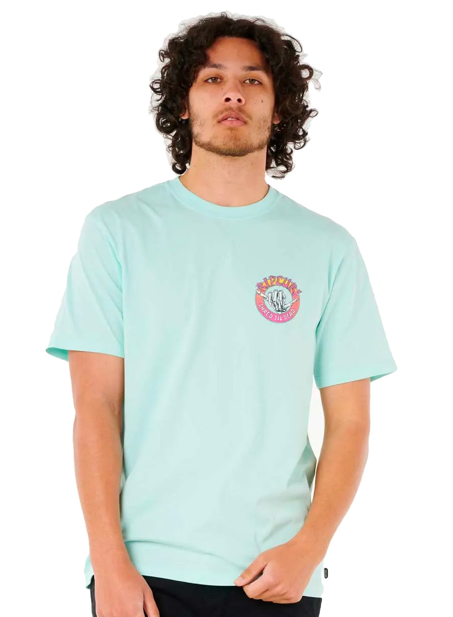  RIP CURL SHRED TIL TEE DARK LIGHT AQUA