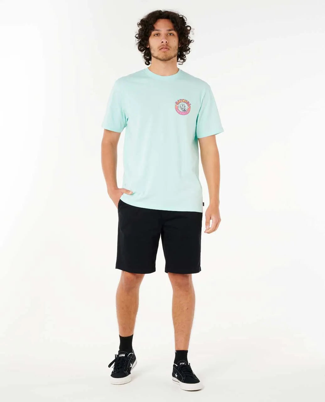  RIP CURL SHRED TIL TEE DARK LIGHT AQUA