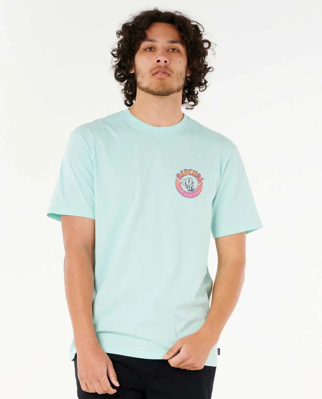  RIP CURL SHRED TIL TEE DARK LIGHT AQUA