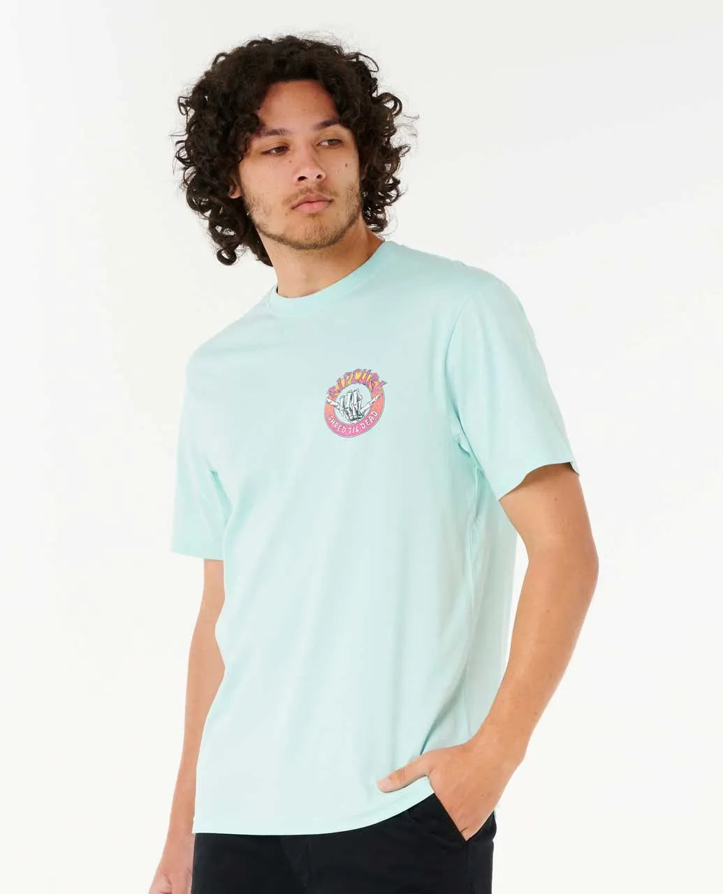  RIP CURL SHRED TIL TEE DARK LIGHT AQUA