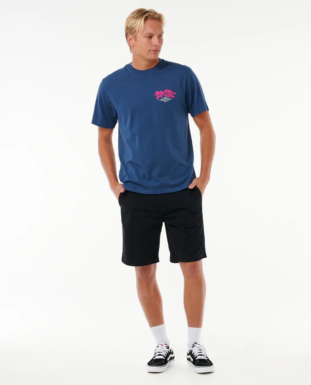 RIP CURL SHRED TILL DEAD TEE WASHED NAVY