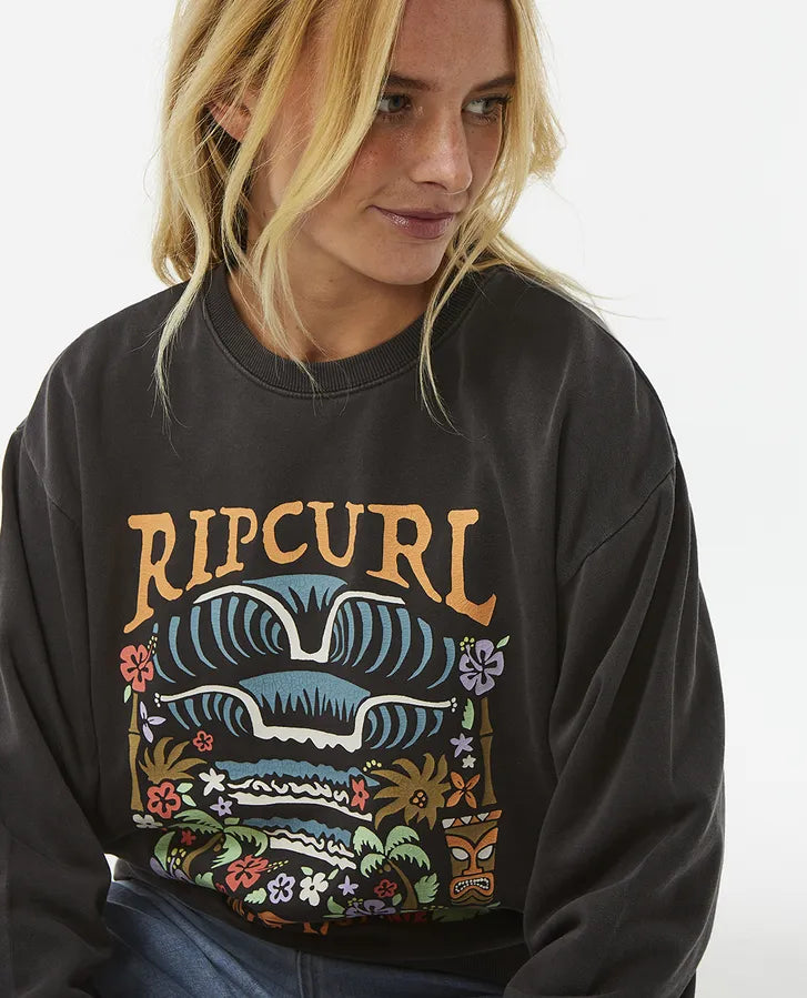  RIP CURL TIKI TROPIC FLEECE WASHED BLACK